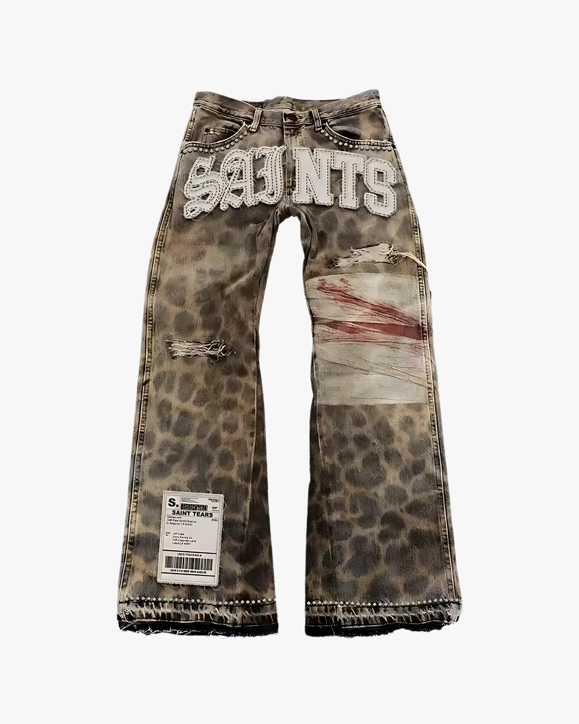 Global Distressed Leopard Pants