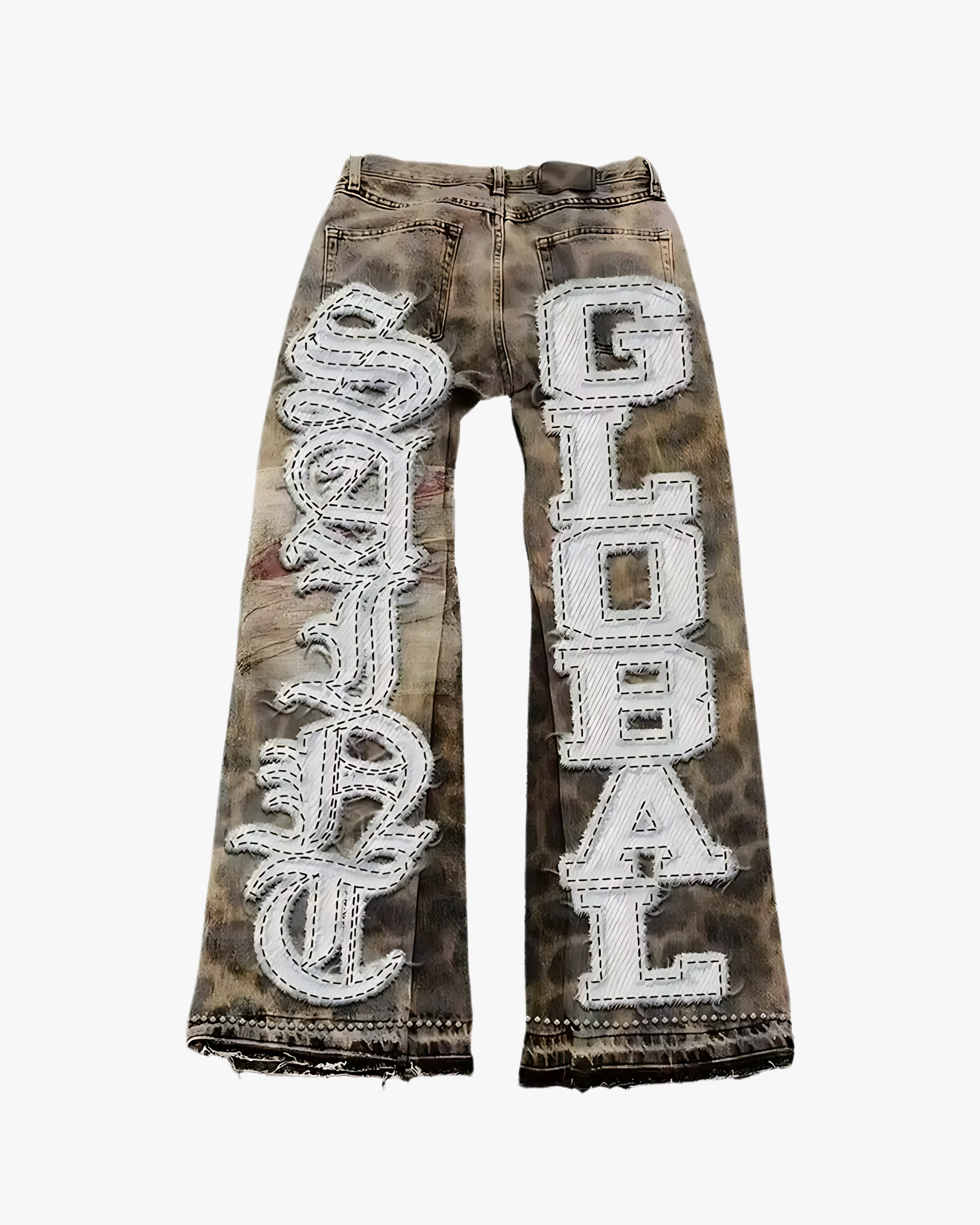 Global Distressed Leopard Pants